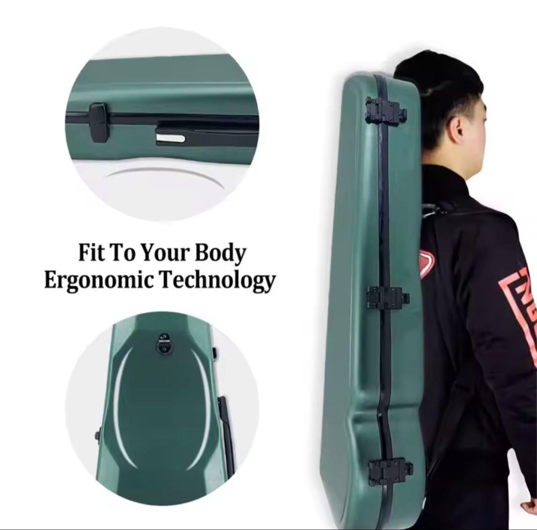 カーボンファイバービオラケース軽量、ダークグリーン、新品未使用、送料無料