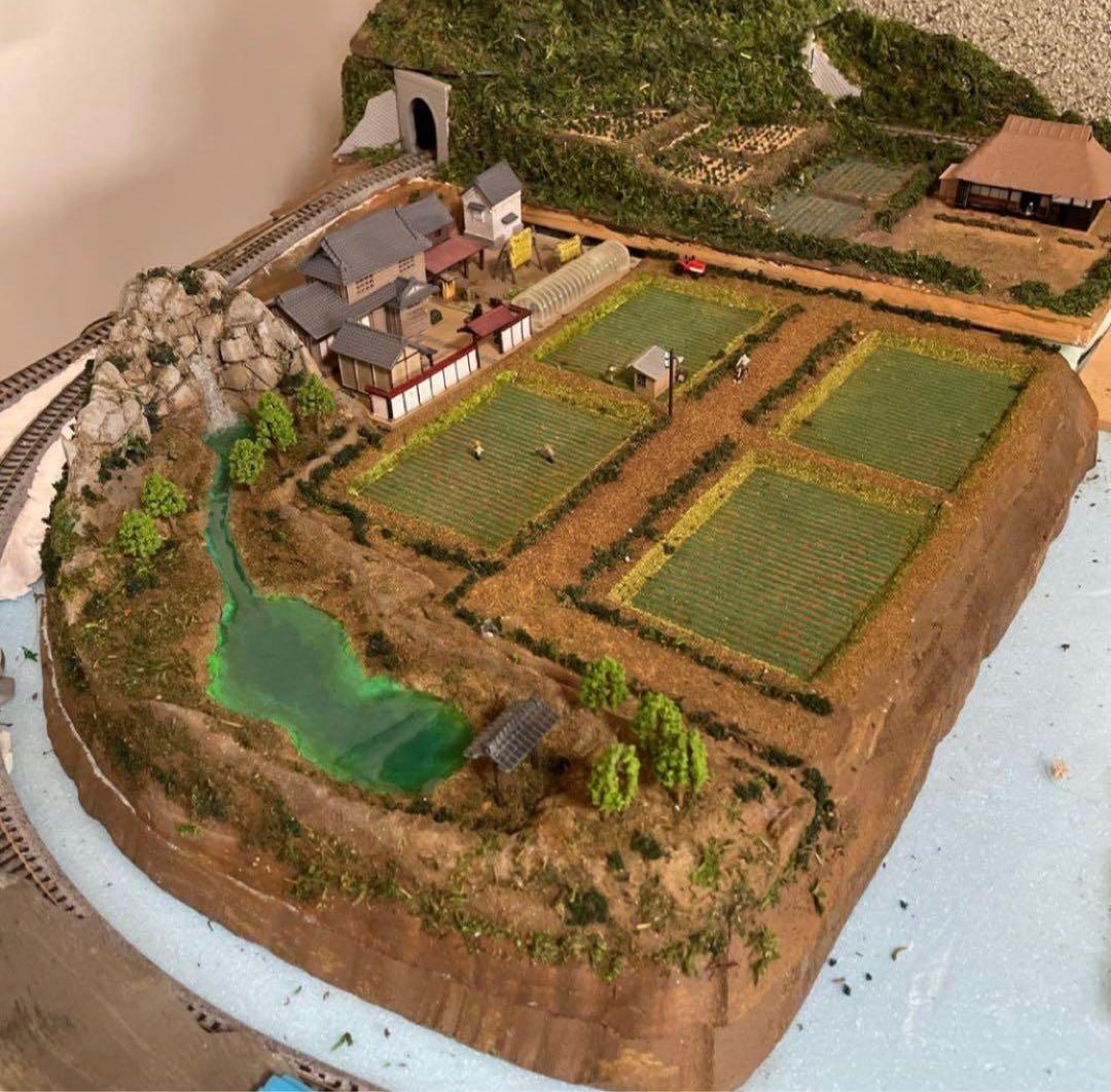 Nゲージ ジオラマ 田舎の風景　44cm×38cm
