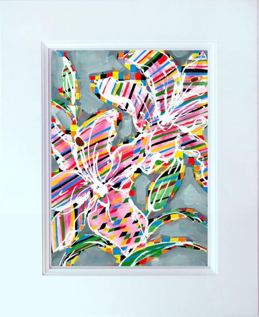 油絵 菅家令子 絵 絵画 インテリア 額付(黒) uF6-064204 花 ゆり