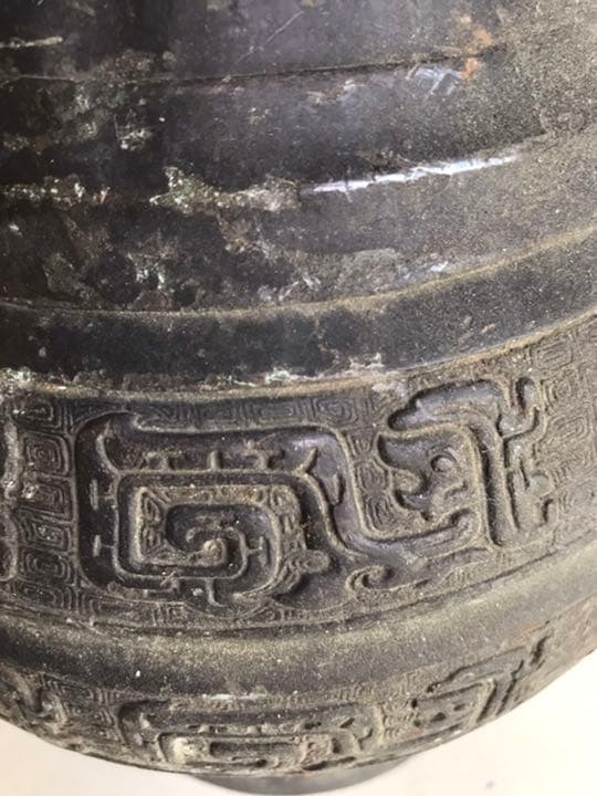 古董，藏友旧藏寄売，青銅製，「商獸面紋提梁器」祭祀品，附葬品，文房置物，賞物。