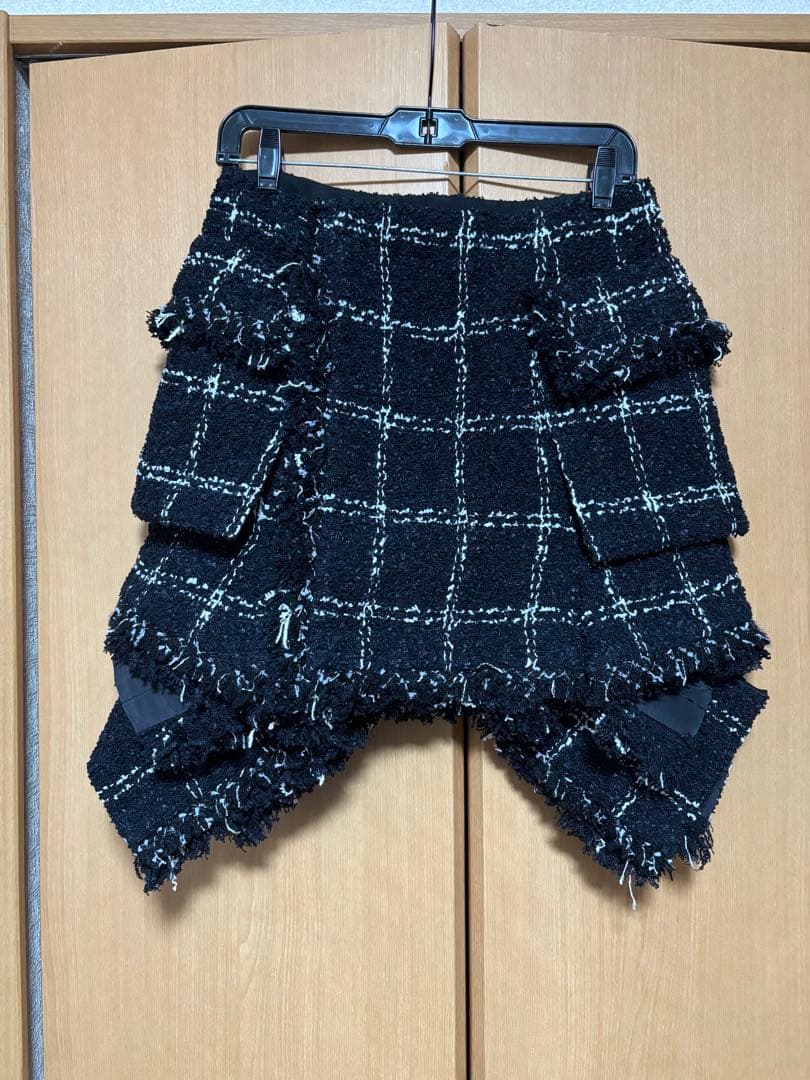 sacai スカート 白黒　ツィード　巻きスカート