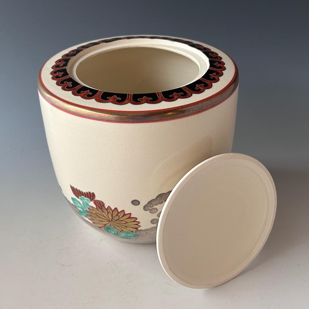 茶道具　仁清写　菊水絵　水指　橋本永豊　共箱　色絵　京焼　清水焼　棚　稽古　茶会