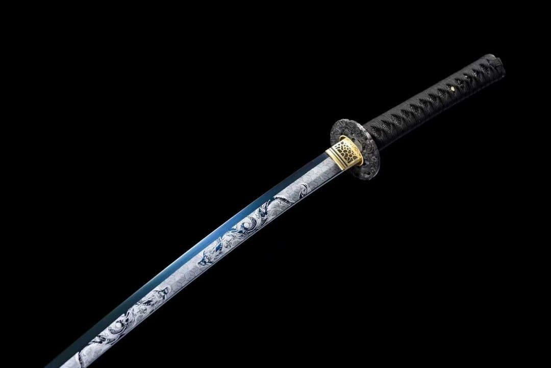 【墨竜武士刀】古兵器 刀装具 日本刀　模造刀 居合刀 武士道 鑑賞用 美術刀