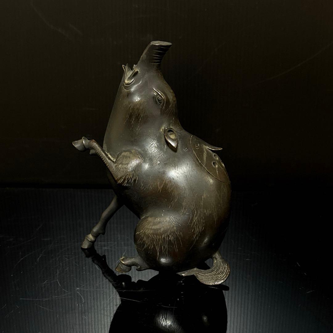 江戸期 古銅 極上 細密造形美 猪型 香炉
