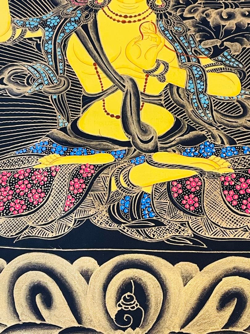 《手描き肉筆画》文殊菩薩 マンジュシュリー 文殊師利 タンカ 曼荼羅 仏画