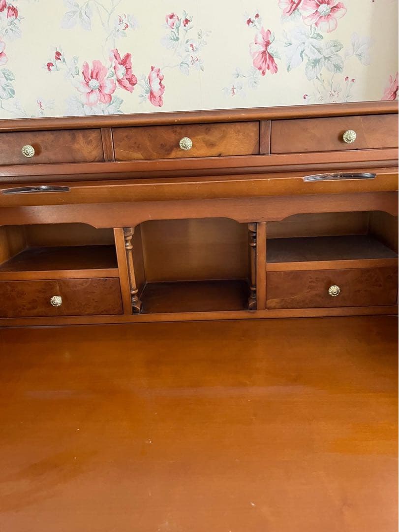 【高級イタリア製】ライティングビューロー デスク ブラウン