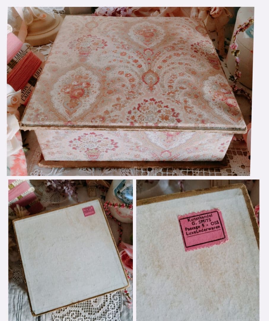 フランス アンティーク★カルトナージュ 布箱 フレンチファブリック
