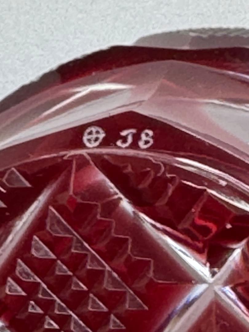 薩摩切子　復元島津　色被せ　赤　ミニ猪口 N0007