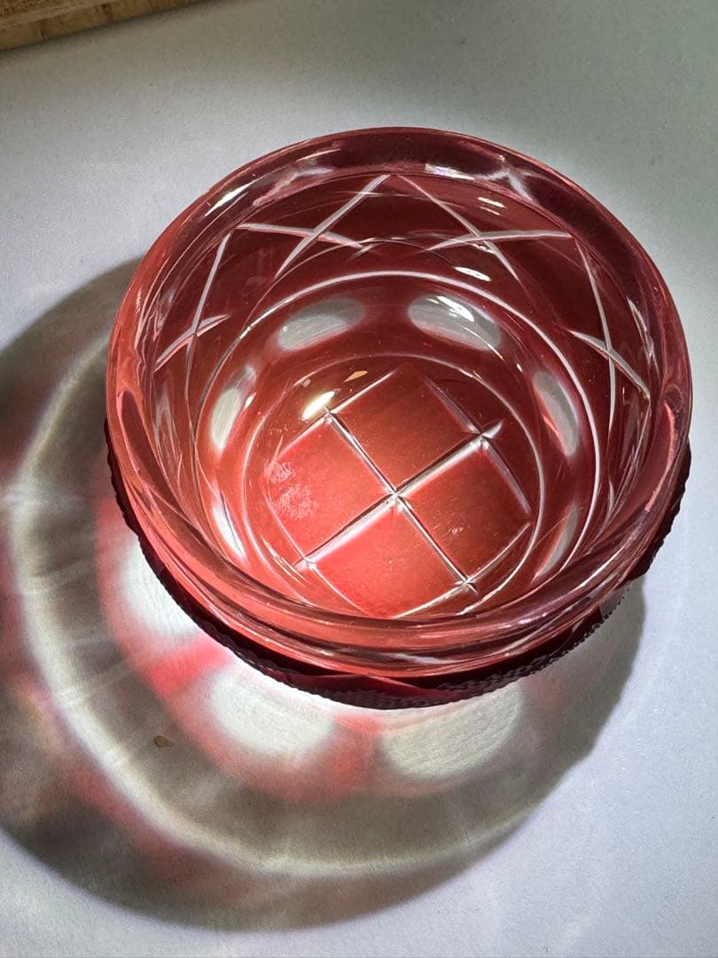 薩摩切子　復元島津　色被せ　赤　ミニ猪口 N0007