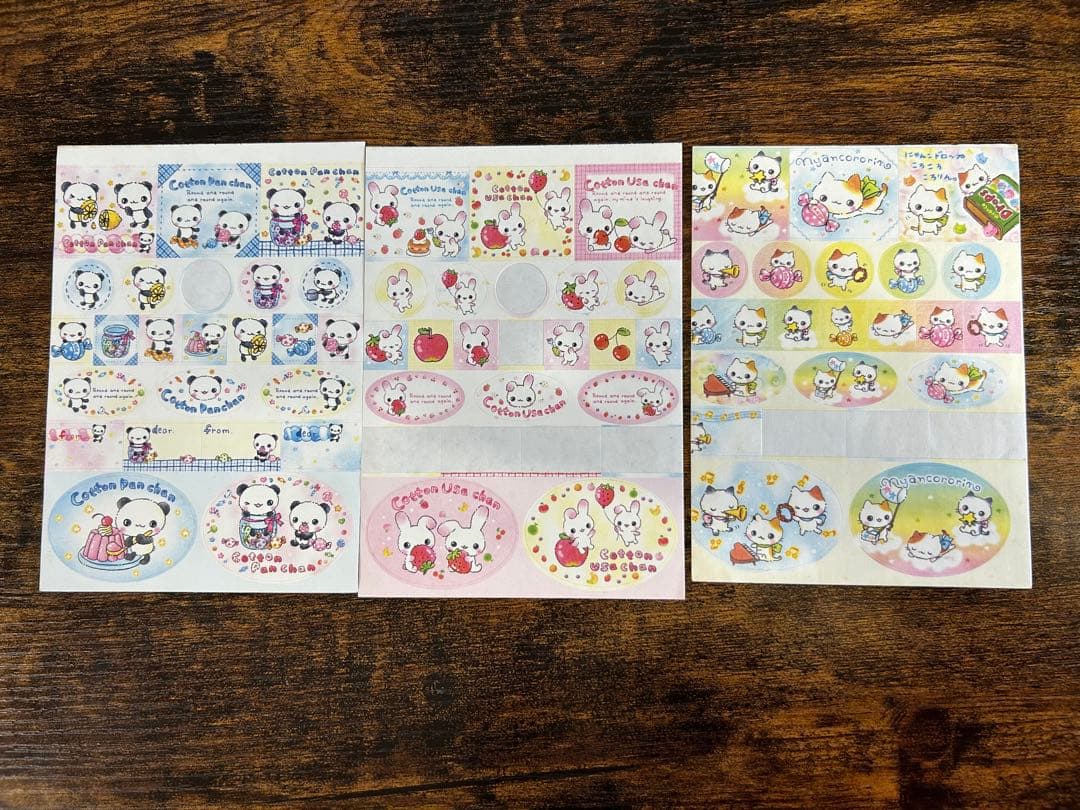 コットンぱんちゃん、うさちゃん、ニャンコロリン　シールとメモ用紙セット　バラメモ