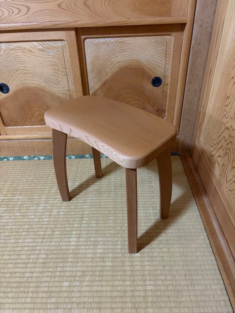 1331建具屋58年のおじいさんの手作り木製サイドテーブル、イス、スツール