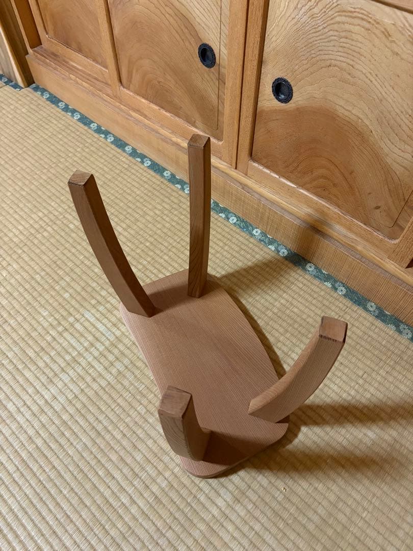 1331建具屋58年のおじいさんの手作り木製サイドテーブル、イス、スツール