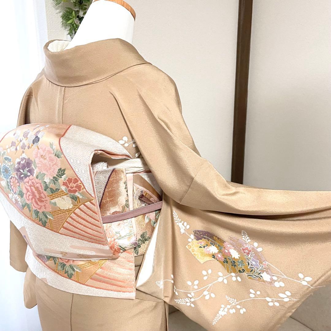 ベージュ 友禅 4点 フルセット 訪問着 入学式 卒業式 入園式 春 秋 冬