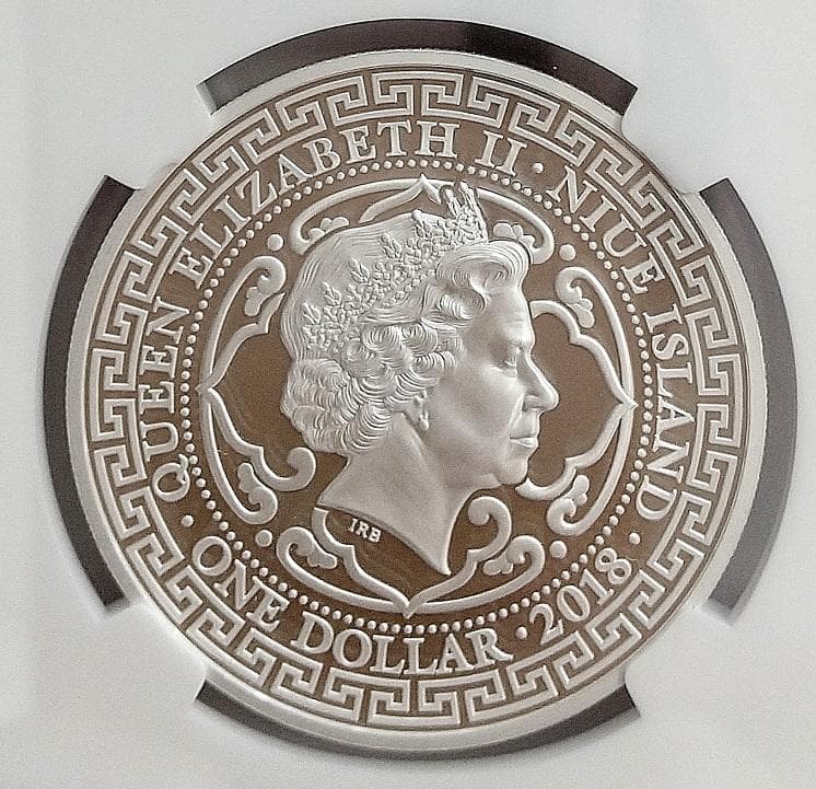 2018 イギリス トレードダラー 英国貿易ドル 1オンス銀貨 PF69UC