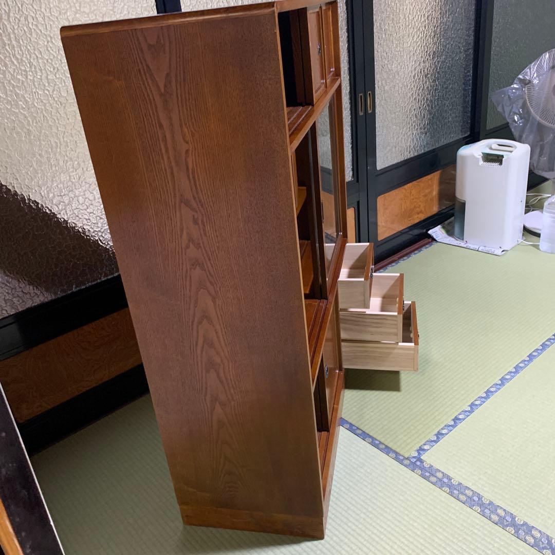 茶箪笥　和風収納棚 ガラス扉付き　アンティーク風　高さ約120㎝