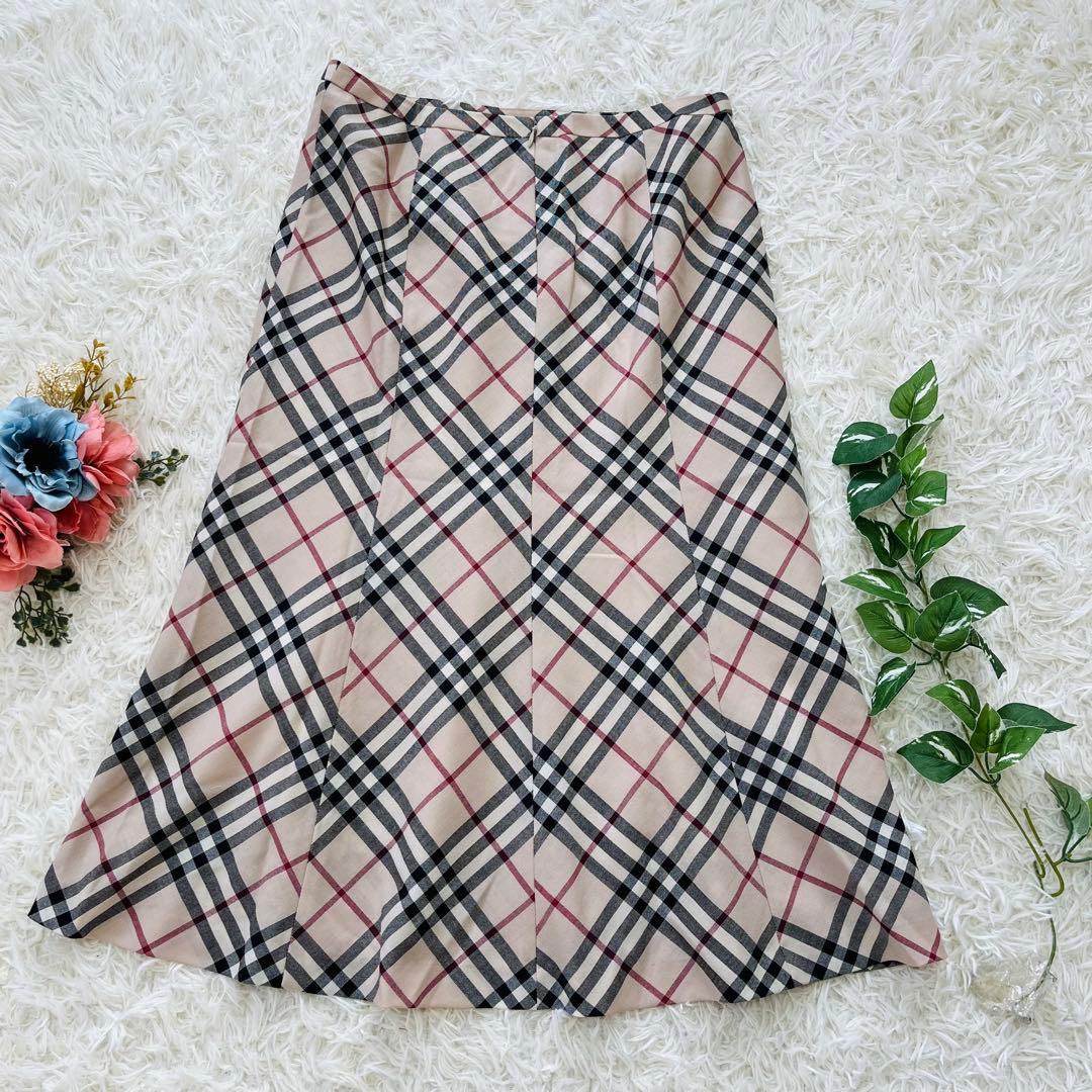 美品XL✨バーバリーロンドン　ノバチェックフレアスカート　メガチェック三陽商会