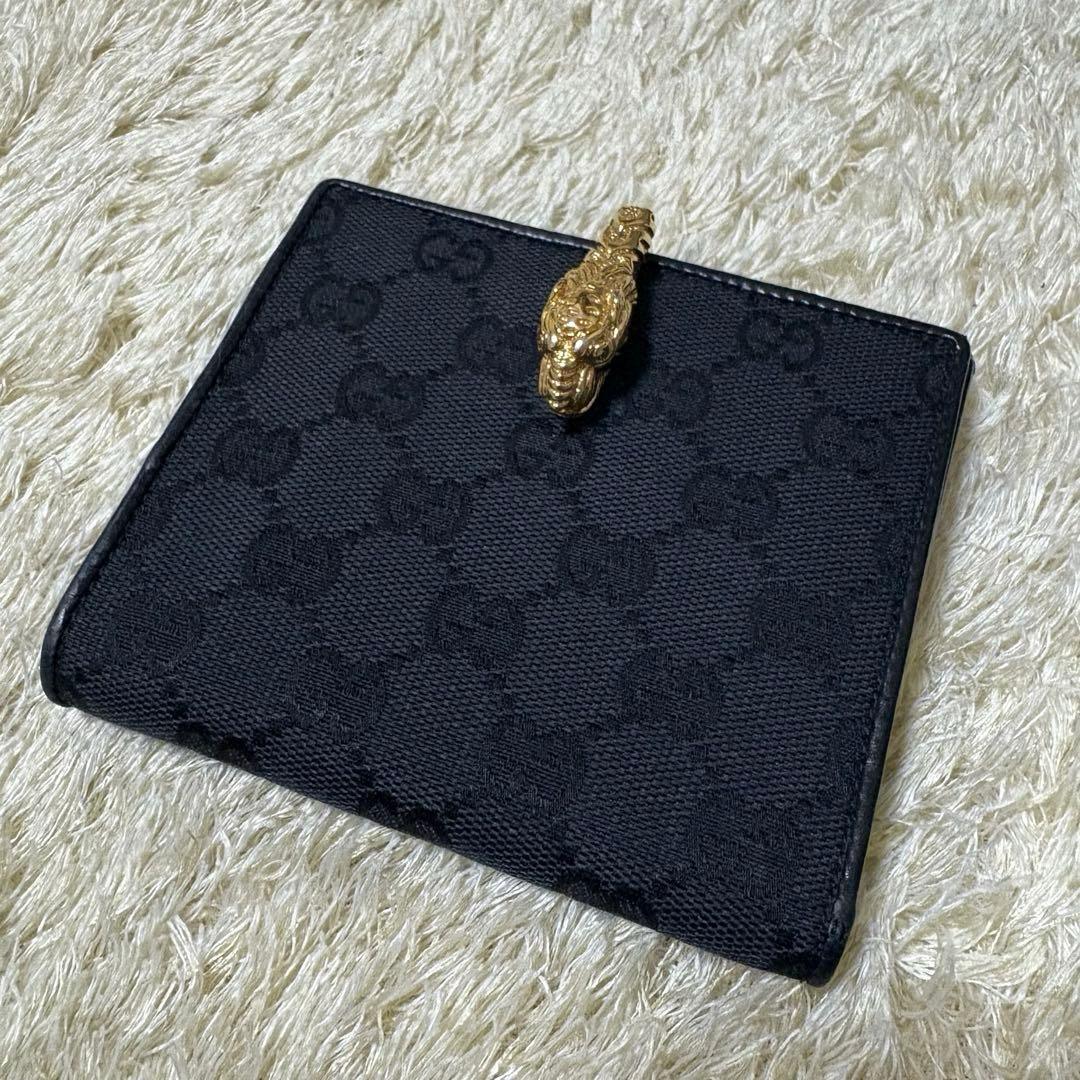 【希少】GUCCI グッチ　折り財布　GG柄　タイガーヘッド　ヴィンテージ