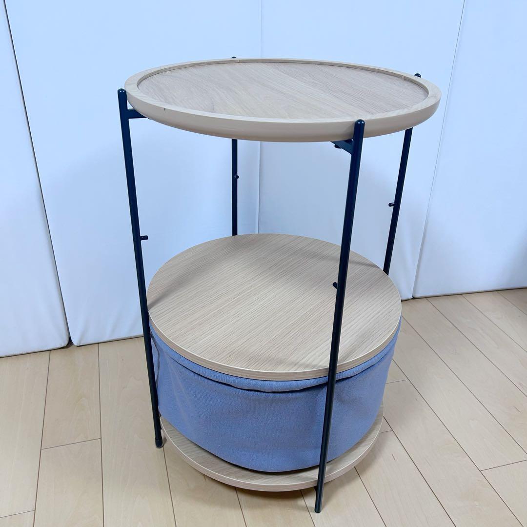 ニトリ　サイドテーブル　AW08 LBR 天然木　NITORI サイドボード円型