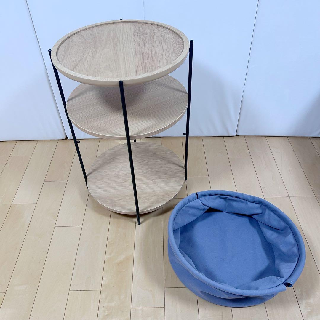 ニトリ　サイドテーブル　AW08 LBR 天然木　NITORI サイドボード円型