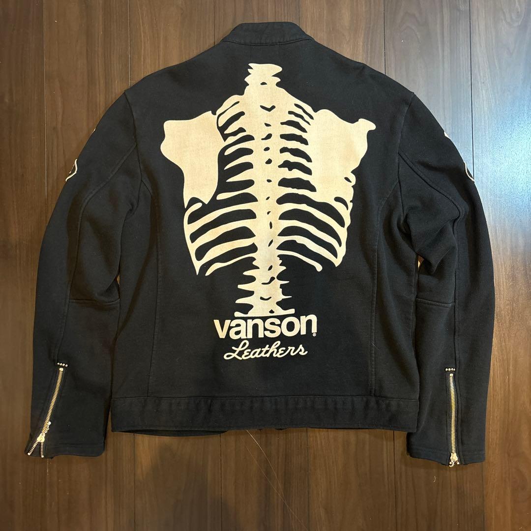 VANSON バンソン コットン シングルライダースジャケット スカル・ボーン