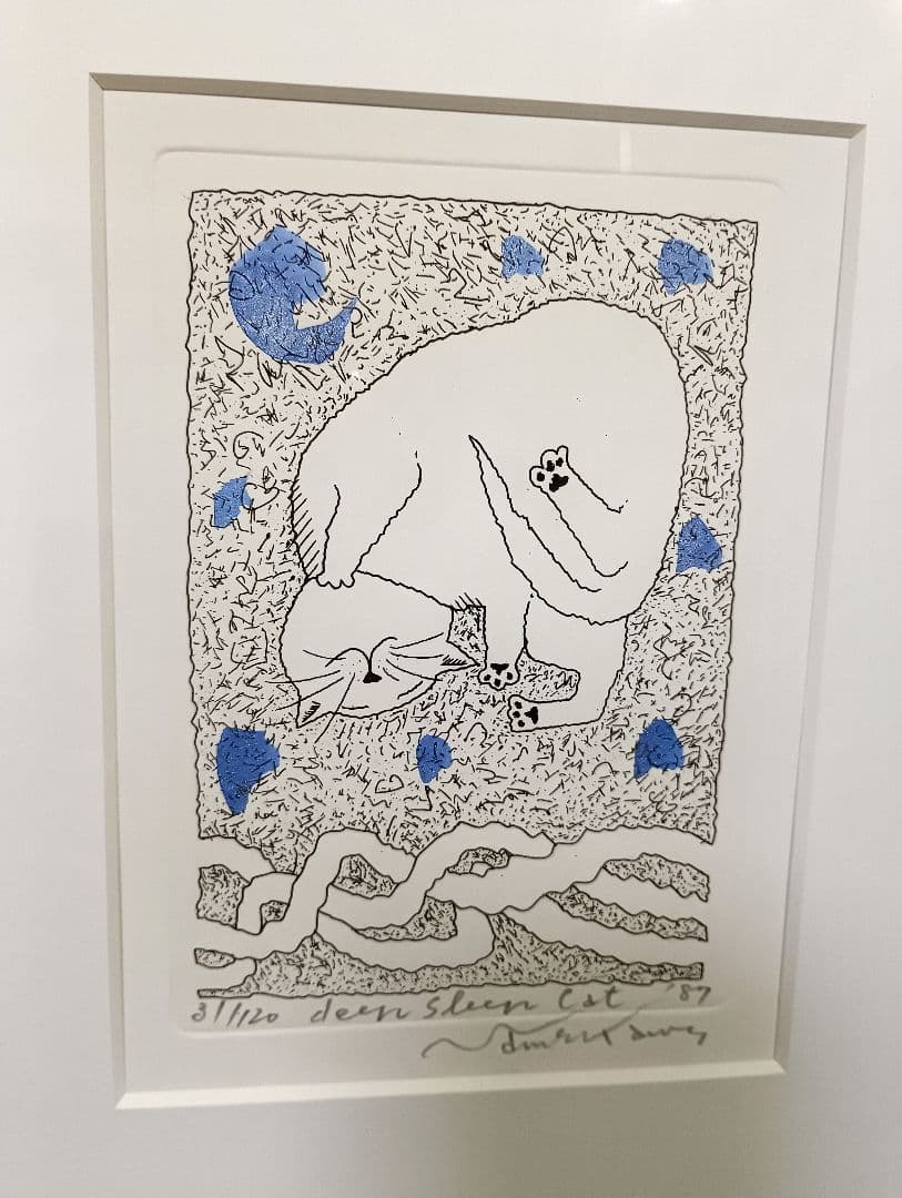 銅版画　ナメ川コーイチ　滑川公一　手彩色　直筆サイン　限定　イラストレーター　猫