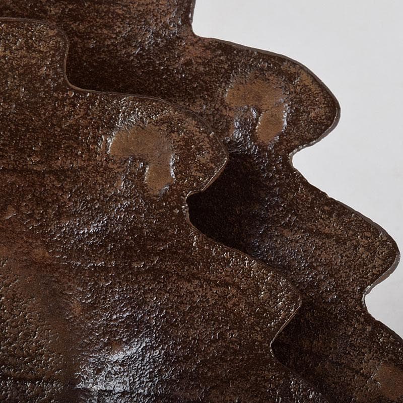 南部鉄器　釜師　鈴木盛久作　木の葉茶托　五客　共箱　V　R9095