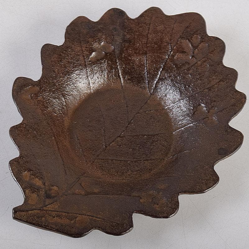 南部鉄器　釜師　鈴木盛久作　木の葉茶托　五客　共箱　V　R9095