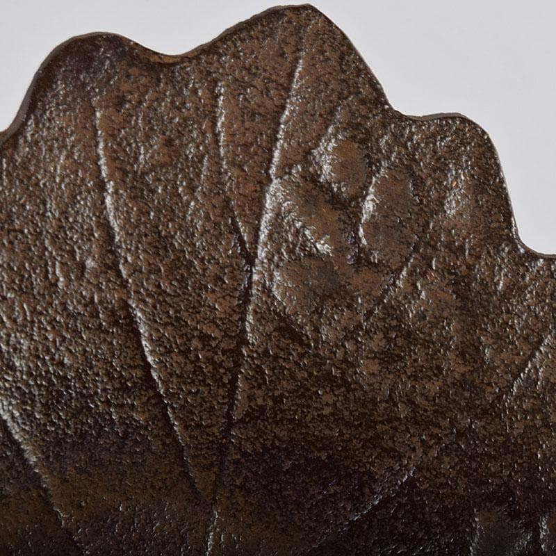 南部鉄器　釜師　鈴木盛久作　木の葉茶托　五客　共箱　V　R9095