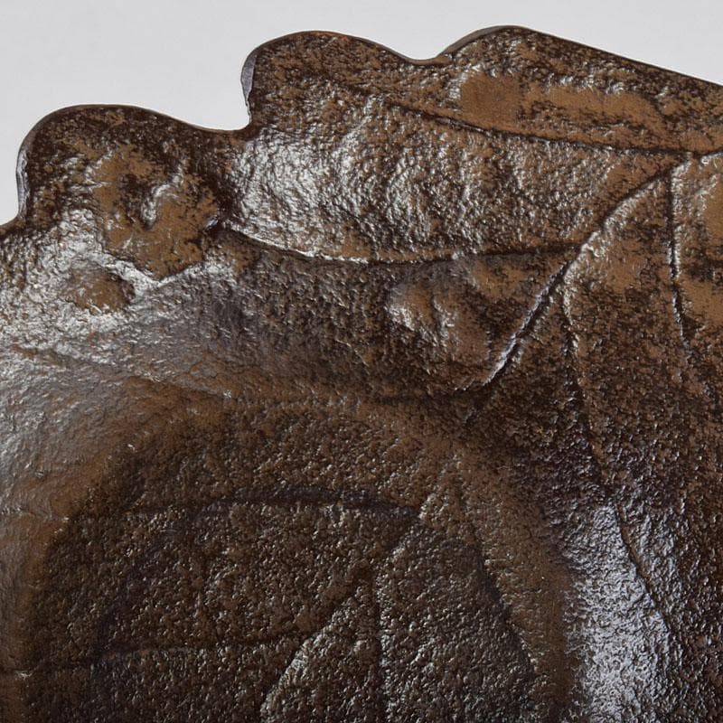 南部鉄器　釜師　鈴木盛久作　木の葉茶托　五客　共箱　V　R9095