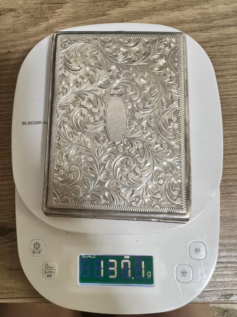 手彫り シルバー 950 純銀製 シガレットケー アンティーク