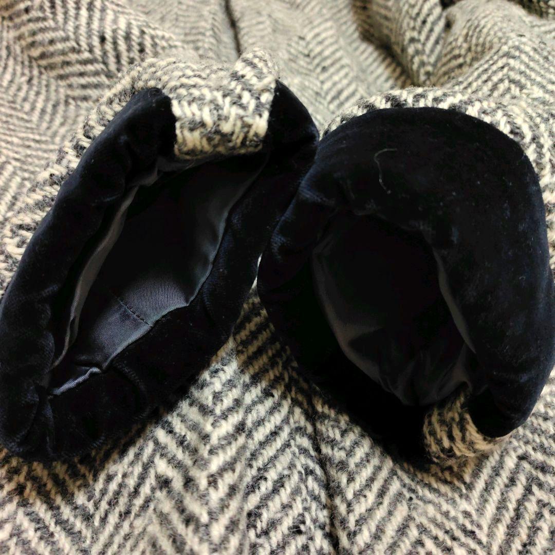 イヴサンローラン ダブルブレストコート ヘリンボーン ツイード ベロア切替