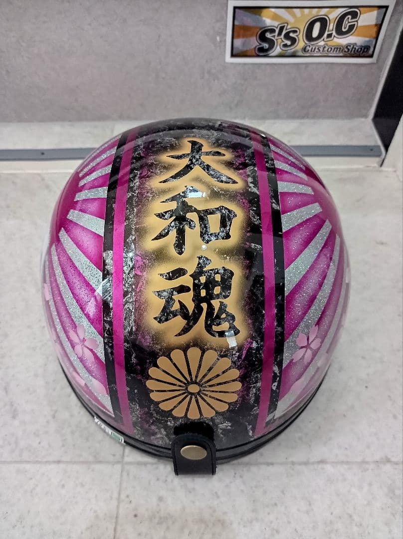 カスタムコルク半　黒ラップ✘Candyピンク富士日章　七色ラメ　文字変更無料