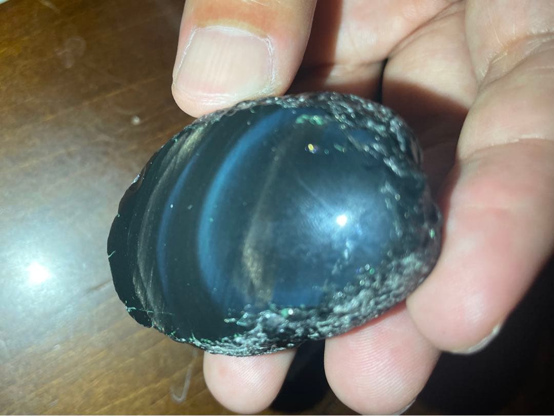 研磨品　十勝玲瓏特級品　両面磨き　ゴールデンレインボーオブシディアン
