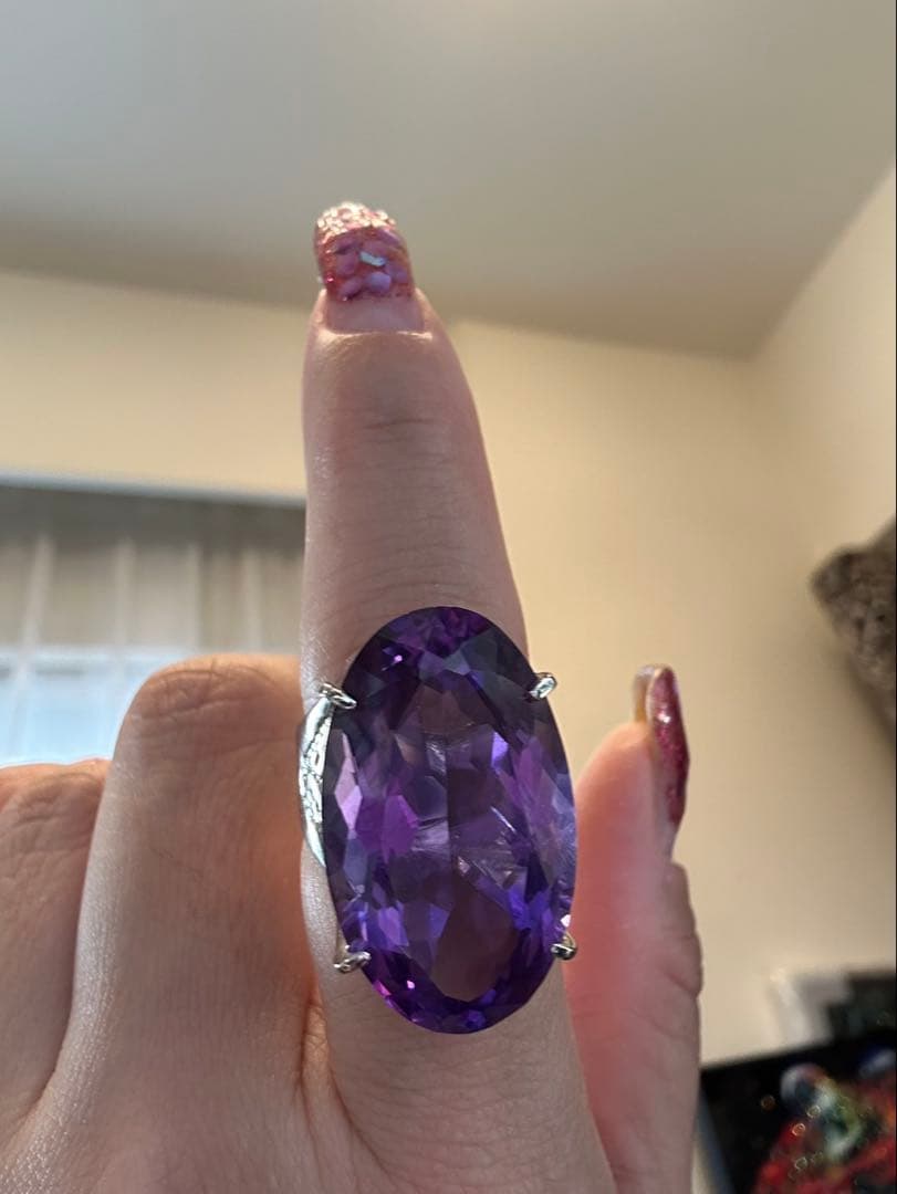 ぶ*ぶ様 天然石アメシスト特大リング16号限定サイズ