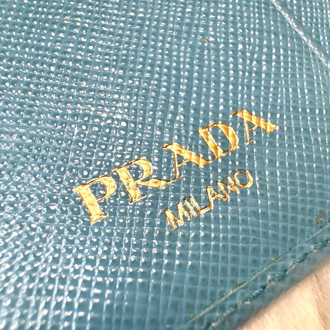 PRADA プラダ サフィアーノ 3つ折財布 ターコイズブルー