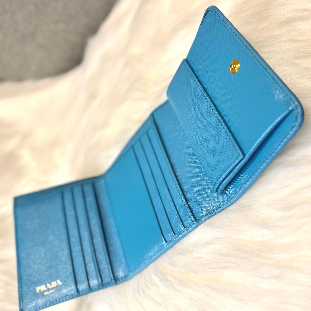 PRADA プラダ サフィアーノ 3つ折財布 ターコイズブルー