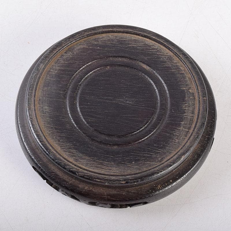 七宝焼　薔薇文　花瓶　唐木台付　時代箱　M　R9058