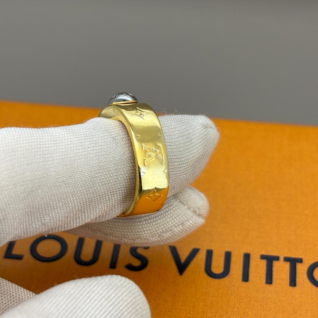 美品 ルイヴィトン ナノグラムバーグ リング ゴールド Sサイズ ロゴ