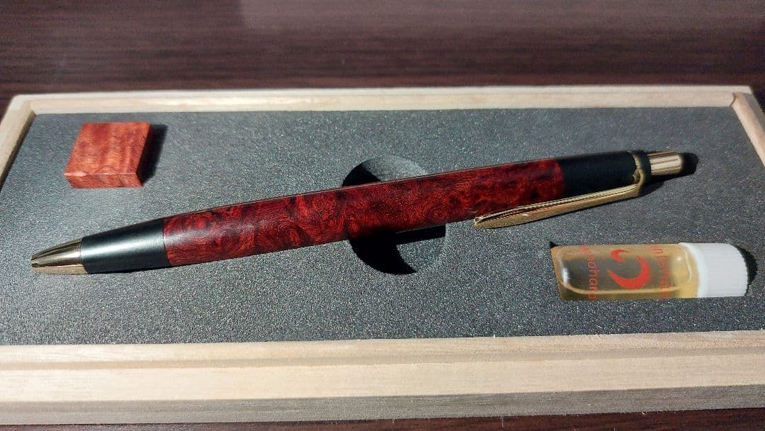 野原工芸 特上花梨瘤杢　スリムボールペン