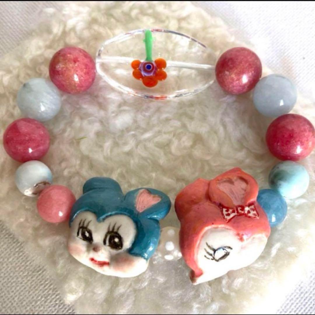 【種名　日本鹿の角】オリジナル彫刻使用⭐️ 昭和レトロな バンビとマウス⭐️☆匿名