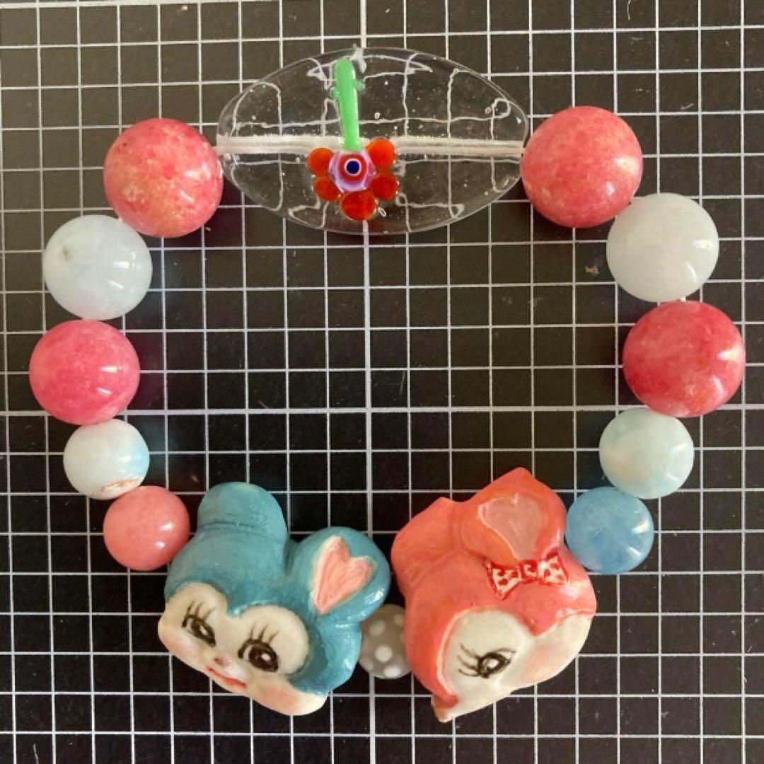 【種名　日本鹿の角】オリジナル彫刻使用⭐️ 昭和レトロな バンビとマウス⭐️☆匿名