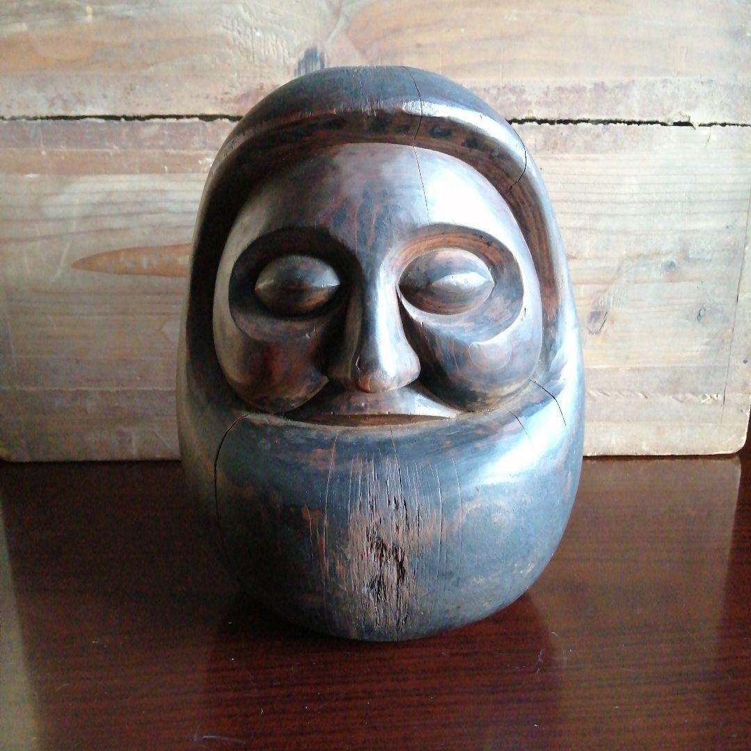 達磨　木彫　24.5cm　江戸期