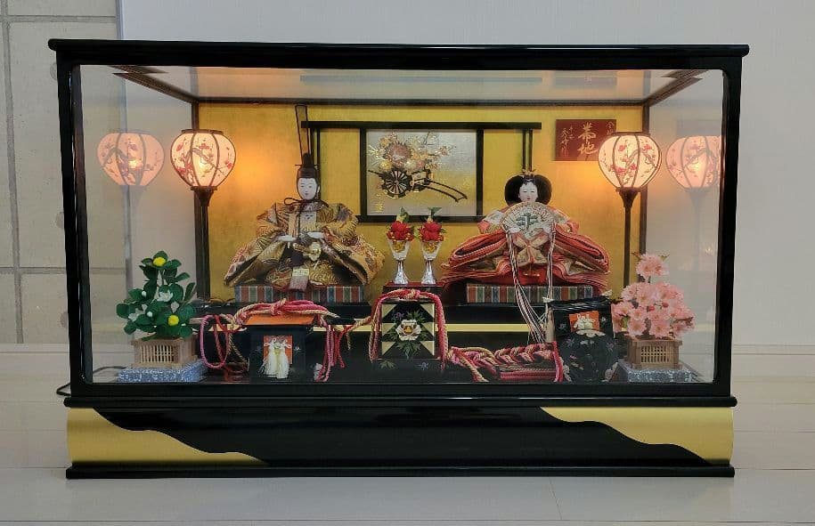 雛人形セット 2体 扇子付き オルゴール付 親王飾