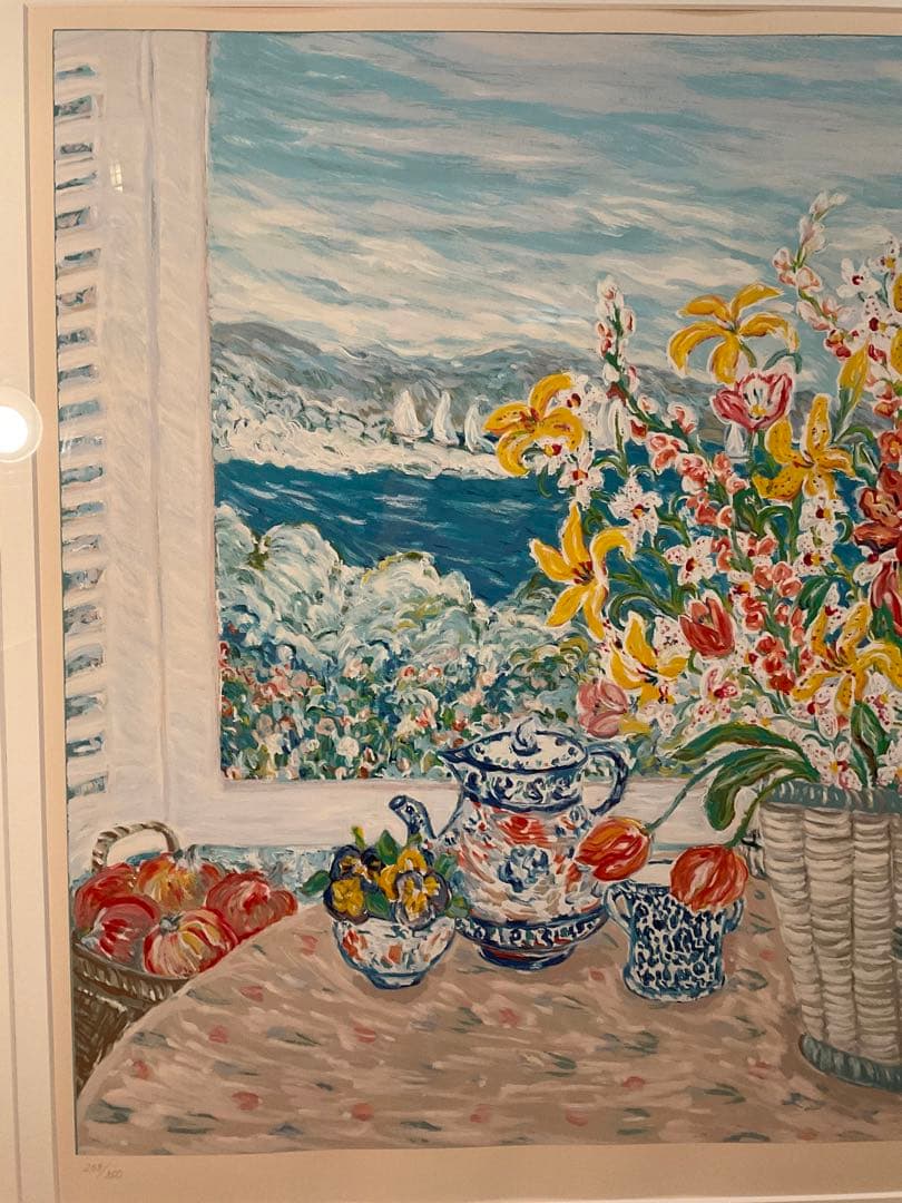 レスリー・セイヤー「バスケットオブリリーズ」　シルクスクリーン　直筆サイン有り