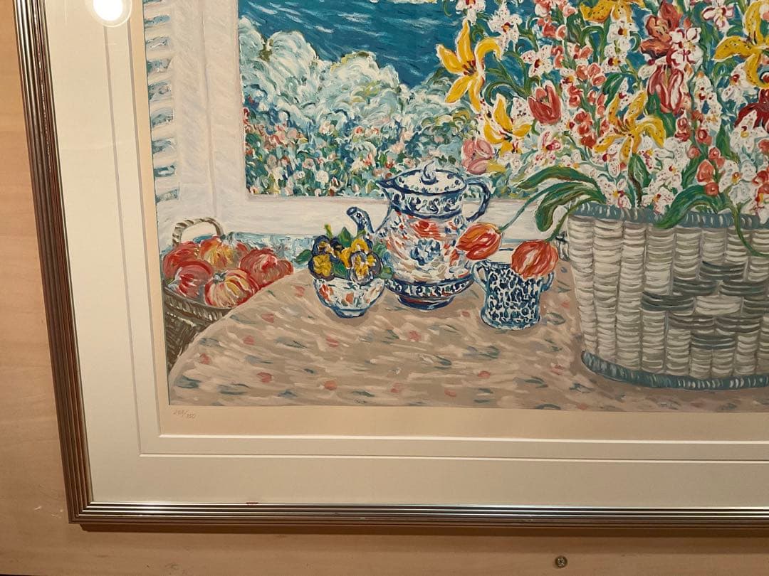 レスリー・セイヤー「バスケットオブリリーズ」　シルクスクリーン　直筆サイン有り