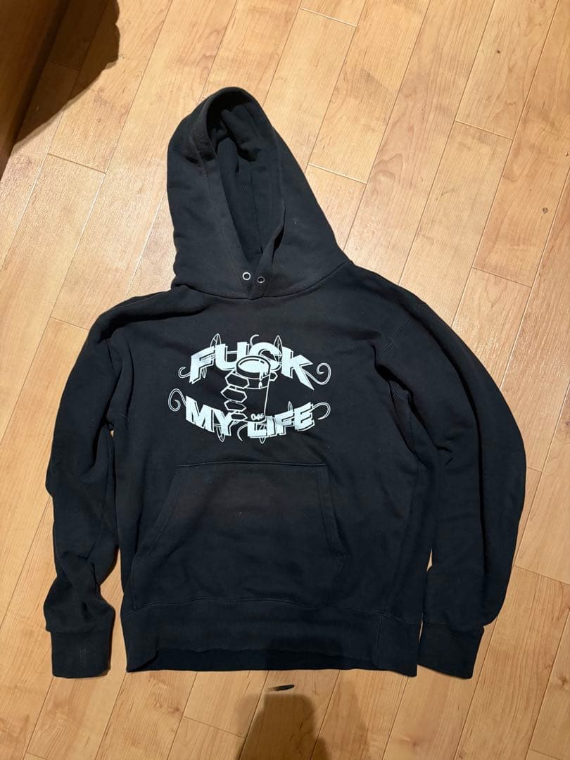 FUCK MY LIFE グラフィックパーカー ブラック mサイズ