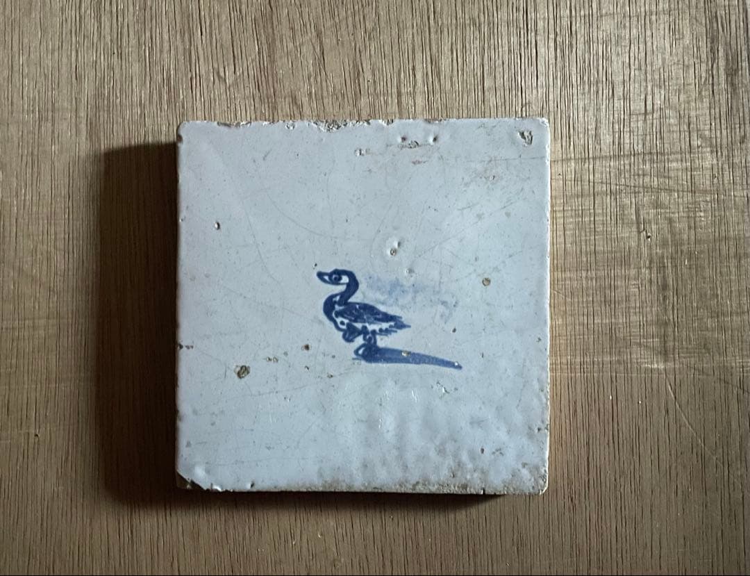 17世紀　オランダ　鳥のデリフトタイル　/ 古道具　アンティーク　工芸