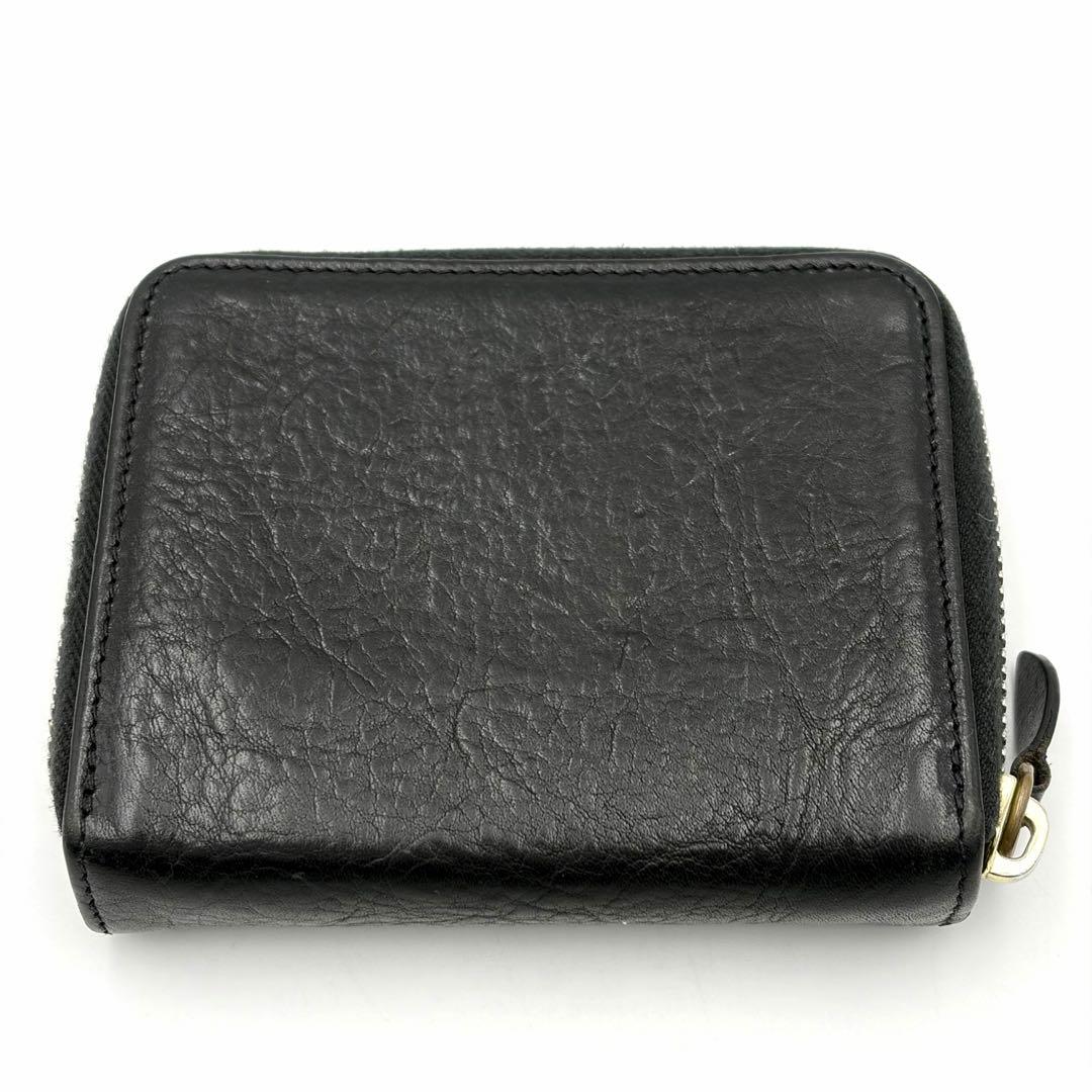 イルビゾンテ 二つ折り財布 ラウンドファスナー ブラック 金ボタン ロゴ型押し