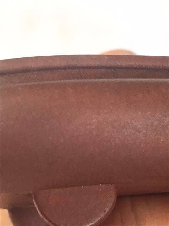 盆栽鉢　盆栽鉢　レアミニ盆栽鉢中國宜興朱泥袋式細長楕円小品11.5x6.5x3