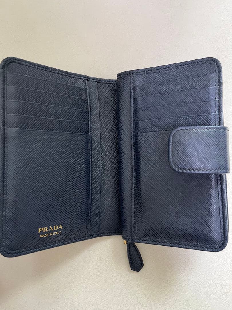 プラダ PRADA サフィアーノ メタル 二つ折り財布 1ML225 ネイビー